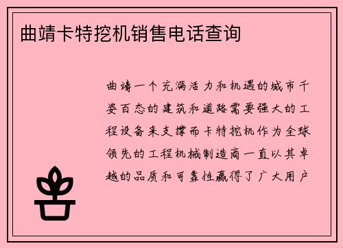 曲靖卡特挖机销售电话查询