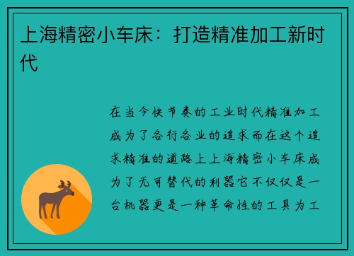 上海精密小车床：打造精准加工新时代