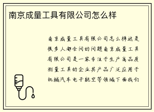南京成量工具有限公司怎么样